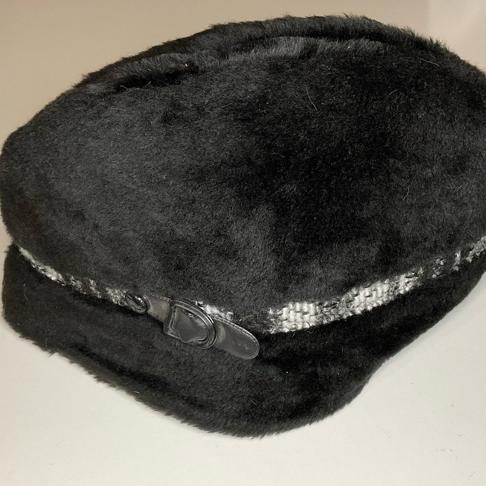 Vintage United Hatters Cap Millinery Faux Fur Cossack Hat Black